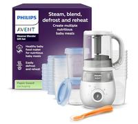 Philips Avent robot cuiseur-vapeur et mixeur Coffret cadeau - Robot cuiseur-mixeur 4 en 1 pour bébé, cuit à la vapeur, mixe, décongèle et réchauffe, avec pots de conservation, SCF883/20