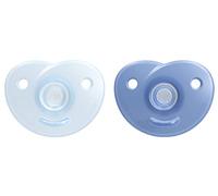 Philips AVENT SCF099/11 Lot de 2 tétines Soothie Heart 3-18 m, bleu/bleu clair