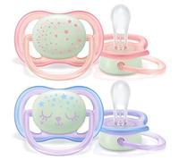 Philips Avent SCF376/12, Lot de 2 Sucettes Ultra Air, 0-6 mois, Rose/ Violet