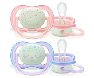 Philips Avent SCF376/12, Lot de 2 Sucettes Ultra Air, 0-6 mois, Rose/ Violet