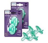 Philips Avent Soothie Lot de 4 tétines orthodontiques pour bébé, 100 % silicone, sans BPA, pour bébés de 0 à 3 mois, vert, modèle SCF190/41