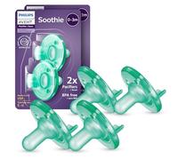 Philips Avent Soothie SCF190/41 Lot de 4 tétines 100 % silicone pour bébés de 0 à 3 mois, design monobloc, sans BPA, très durables, vert