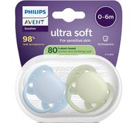 Philips Avent Sucette +0m Soft Lichtbleu/Vert 2 Pièces