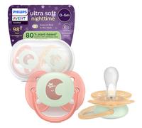 Philips Avent Sucette +0m Soft Night Terracotta/Pêche 2 Pièces