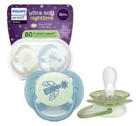 Philips Avent Sucette +18m Soft Night Olive/Bleu 2 Pièces