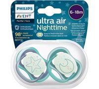 Philips Avent Sucette +6 Mois Ultra Air Night Étoile/Lune SCF376/13 2 Pièces