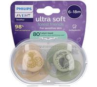 Philips AVENT Sucette Ultra Soft jour silicone ultra-douce 6-18 mois Imprimé Nature x2 Sans BPA