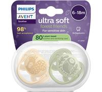 Philips AVENT Sucette Ultra Soft jour silicone ultra-douce 6-18 mois Imprimé Nature x2 Sans BPA