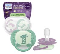 Philips Avent Sucette +6m Soft Night Fuchsia/Vert 2 Pièces