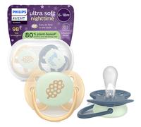 Philips Avent Sucette +6m Soft Night Pêche/Bleu 2 Pièces
