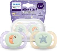 Philips Avent Sucette SCF07507 0-2M silicone Glow Night sans BPA 2 pièces