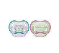 Philips Avent Sucette +0 Mois Air Night Luciole/Rêve SCF376/19 2 Pièces