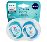 Avent Sucette Ultra Air Happy 6-18m Bleu 2 unités