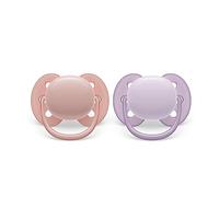 Philips Avent Sucette ultra-douce - 2 sucettes douces et flexibles pour bébés âgés de 0 à 6 mois, sans BPA, avec étui de transport stérilisateur (modèle SCF091/31)