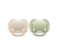 Philips Avent Sucette ultra-douce - 2 sucettes douces et souples pour bébés âgés de 0 à 6 mois, sans BPA et avec étui de transport stérilisateur (modèle SCF091/05)
