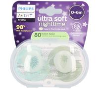 Philips AVENT Sucette Ultra Soft Night Time 0-6m | Kaki/Vert Tétine(S) 2 pc(s)
