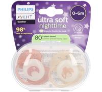 Philips AVENT Sucette Ultra Soft Night Time 0-6m |Terracotta/Pêche Tétine(S) 2 pc(s)