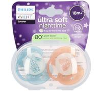 Philips AVENT Sucette Ultra Soft Night Time +18m | Orange/Bleu Tétine(S) 2 pc(s)