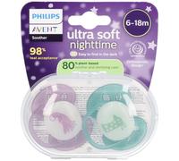 Philips AVENT Sucette Ultra Soft Night Time 6-18m | Fushia/Vert Tétine(S) 2 pc(s)
