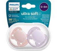 Philips Avent Sucette Ultra Soft SCF091/31 Gris/Rose 0-6 Mois 2 Pièces