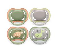 Philips Avent, Sucettes légères et aérées pour bébés âgés de 6 à 18 mois, sans BPA et avec étui de transport stérilisateur, Lot de 4 (modèle SCF085/66)