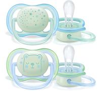 Philips AVENT Sucettes Symetriques En Silicone Nuit X2 Ultra-Air 0-6 Mois