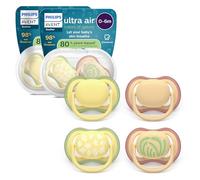 Philips Avent Sucettes ultra air - Tétines orthodontiques, pour bébés de 0 à 6 mois, tétine en silicone souple d'origine végétale, sans BPA, avec 2 étuis de stérilisation, lot de 4, SCF087/21