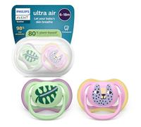 Philips AVENT Sucettes Ultra Air SCF087/13 – Orthodontiques 6–18 mois, silicone, sans BPA, lot de 2