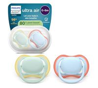 Philips Avent Sucettes ultra air - Tétines orthodontiques souples, pour bébés de 0 à 6 mois, en silicone d'origine végétale, sans BPA, avec étui de stérilisation, lot de 2, SCF087/01