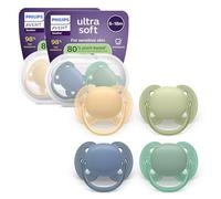 Philips Avent sucettes ultra-douces - Tétine orthodontiques, pour bébés de 6 à 18 mois, collerette souple, en silicone d'origine végétale, sans BPA, avec 2 étuis de stérilisation, lot de 4, SCF091/53