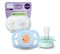 Philips Avent Sucettes ultra start - Orthodontiques, pour nouveau-nés, tétine souple symétrique en silicone, sans BPA, avec étui de stérilisation, lot de 2, SCF075/14