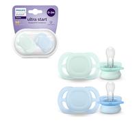 Philips Avent Sucettes Ultra Start, sucettes orthodontiques pour nouveau-nés de 0 à 2 mois, sans BPA, avec étui de stérilisation et de transport, lot de 2, SCF075/02