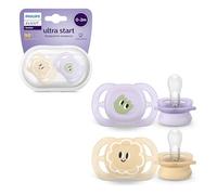Philips Avent Sucettes Ultra Start, sucettes orthodontiques pour nouveau-nés de 0 à 2 mois, sans BPA, avec étui de stérilisation et de transport, lot de 2, SCF075/03