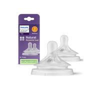 Philips Avent Lot de 2 tétines pour biberon à Réponse Naturelle 0% BPA, Débit 3 pour Bébé de 1 mois + (modèle SCY963/02)