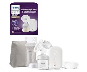 Philips Avent - Tire-lait électrique simple, qualité hospitalière, moteur silencieux et rechargeable pour une expérience discrète où que vous soyez, trousse de transport, modèle SCF396/31