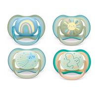Philips Avent Ultra Air Day and Night Lot de 4 tétines pour bébé 0-6 mois avec boîte de transport et de stérilisation Uni