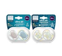 Philips Avent Ultra Air Day Night Lot de 4 tétines de 18 mois et plus, avec boîte de transport et de stérilisation, 18 mois et plus, uni