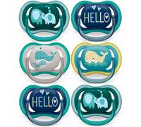 Philips Avent Ultra Air Lot de 6 tétines de 18 mois et plus, avec boîte de transport et de stérilisation, 18 mois et plus, mélange uni