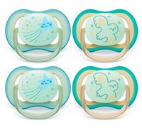 Philips Avent Ultra Air Night Lot de 4 tétines pour bébé de 0 à 6 mois avec boîte de transport et de stérilisation