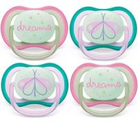 Philips Avent Ultra Air Night Lot de 4 tétines pour bébé de 0 à 6 mois avec boîte de transport et de stérilisation