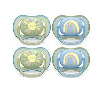 Philips Avent Ultra Air Pacifier SCF085/49 Lot de 4 tétines 0 à 6 m Smiling Sun/Blue Rainbow