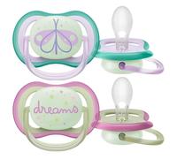 Philips Avent Ultra Air Sucette de nuit,0-6 mois, fille - 2 pièces