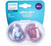 Philips Avent Ultra Air Sucette Bébés +18 Mois Eléphant/Love 2 Pièces