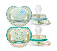 Philips Avent Ultra Air Sucette orthodontique de nuit 0-6m, Garçon - 2 pièces