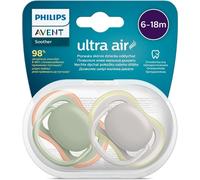 Philips Avent Ultra Air sucettes, 2 pièces, sucettes sans BPA pour bébés de 6 à 18 mois (Modèle : SCF085/20)
