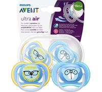 Philips AVENT ultra air Sucettes - lot de 2, sucettes sans BPA, respirantes, pour bébés à partir de 18 mois, boîte de transport et de stérilisation incluse, lion/ours (modèle SCF349/14) lion/ours lot
