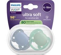 Philips Avent Sucette SCF091/42 Ultra-douce +6m Soft Bleu/vert 2 pièces