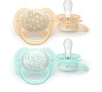 Philips AVENT Sucette Ultra Soft en silicone +0 mois pour peaux sensibles motif Lot de 2 sans BPA