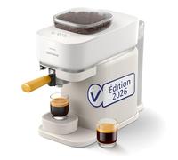 Philips Baristina Machine à expresso, Mouture, tassage et infusion automatiques, 16 bars, Expresso, Lungo, Format compact, Blanc naturel avec porte-filtre jaune, Machine à café avec broyeur BAR305/03