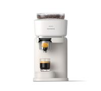 Philips Baristina Machine à expresso - Un véritable expresso, en toute simplicité - Compacte - 16 bars de pression - Broyeur intégré - Machine blanche avec porte-filtre jaune (BAR300/03)